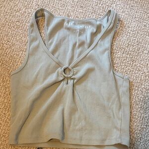 Aéropostale Women's Green Ribbed Tank Top